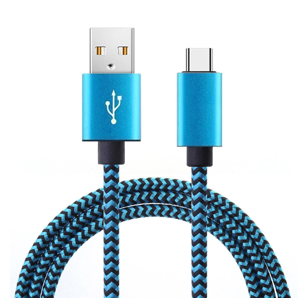 USB Type C Cable Date Sync 2.4A Fast 1M 2M 3M Charging Nylon Braided Wire Charger Cable For Samsung Huawei Android Mobile Phone - covers4phones