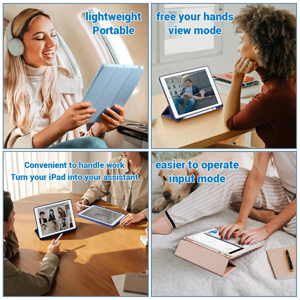 With Pencil Holder Cover For iPad Pro 12.9 2021 10.2 7/8/9/10th Case for Air 2 4 5 Mini 5 6 Portable iPad Pro 11 Generation case - covers4phones