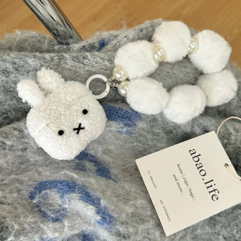 Warm Winter Plush White Rabbit Headphone case for Airpods 2 3 4 pro/pro2 - covers4phones