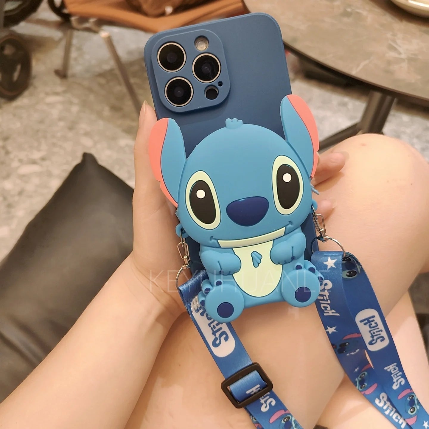 3D Cartoon Stitch Cases Crossbody Strap Wallet Lipstick Bag Phone Case for iPhone 16 15 14 Plus 13 12 11 Pro Max 16ProMax 16plus