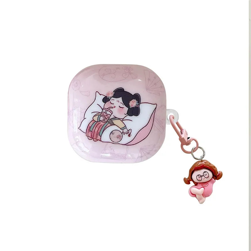 For Samsung Galaxy Buds 3 Pro/Buds FE/Buds 2 Pro/Buds 2/Buds live/Buds pro Case,Cute Cartoon Rabbit Earbuds With KeyChain Cover