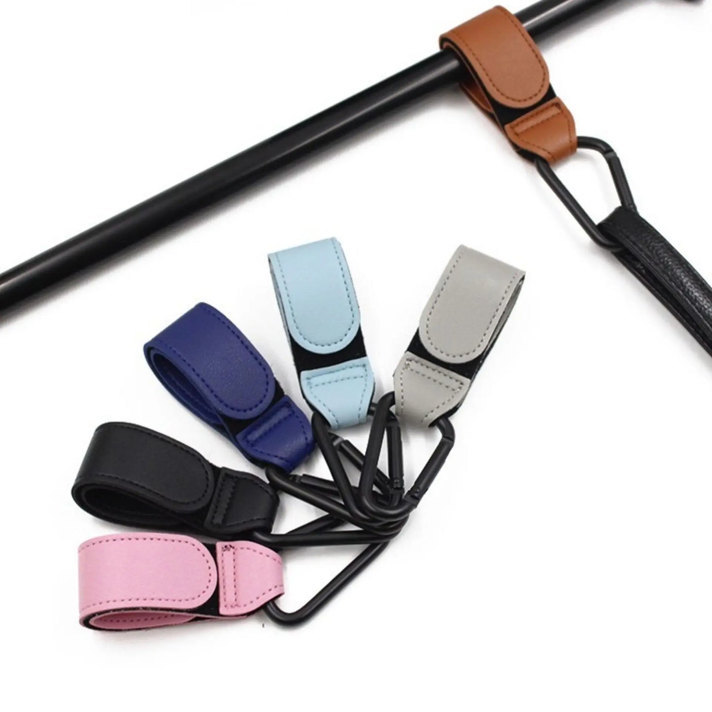 1 PCS PU Leather Baby Bag Stroller Hook 360 Degree Rotatable Multi Purpose Pram Hook Baby Stroller Accessories - covers4phones