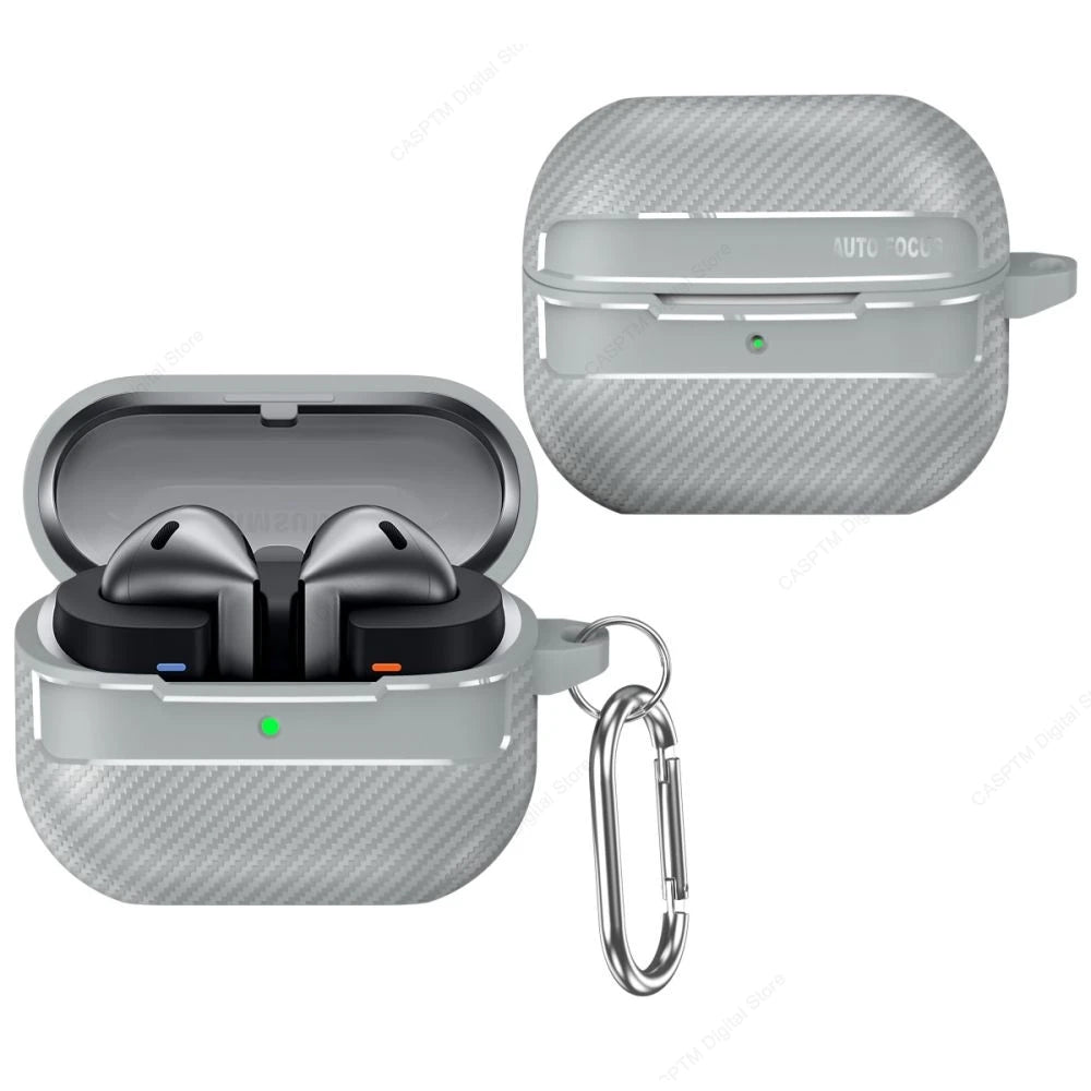 2024 New TPU Cover For Samsung Galaxy Buds 3 Pro Buzz 3 Pro Buds3 Pro Case Carbon Fibre Pattern PC Protective Cases With Hook