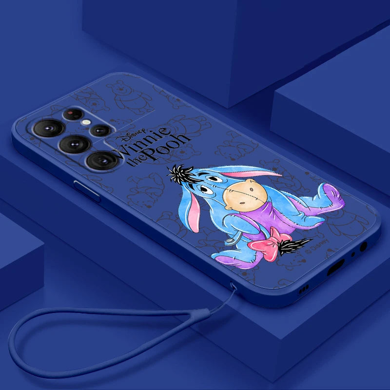Winnie The Pooh Piglet Liquid Rope For Samsung Galaxy S24 S23 S22 S21 S20 FE S10 Ultra Plus Lite 5G Cover Back Phone Case - covers4phones