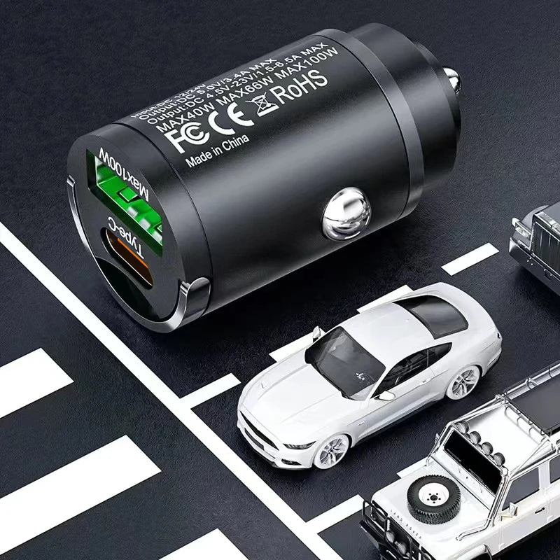 100W USB Car Charger Dual Ports Fast Charging Car Phone Charger For iPhone Samsung Xiaomi Quick Charge 3.0 Type C Charger In Car - covers4phones