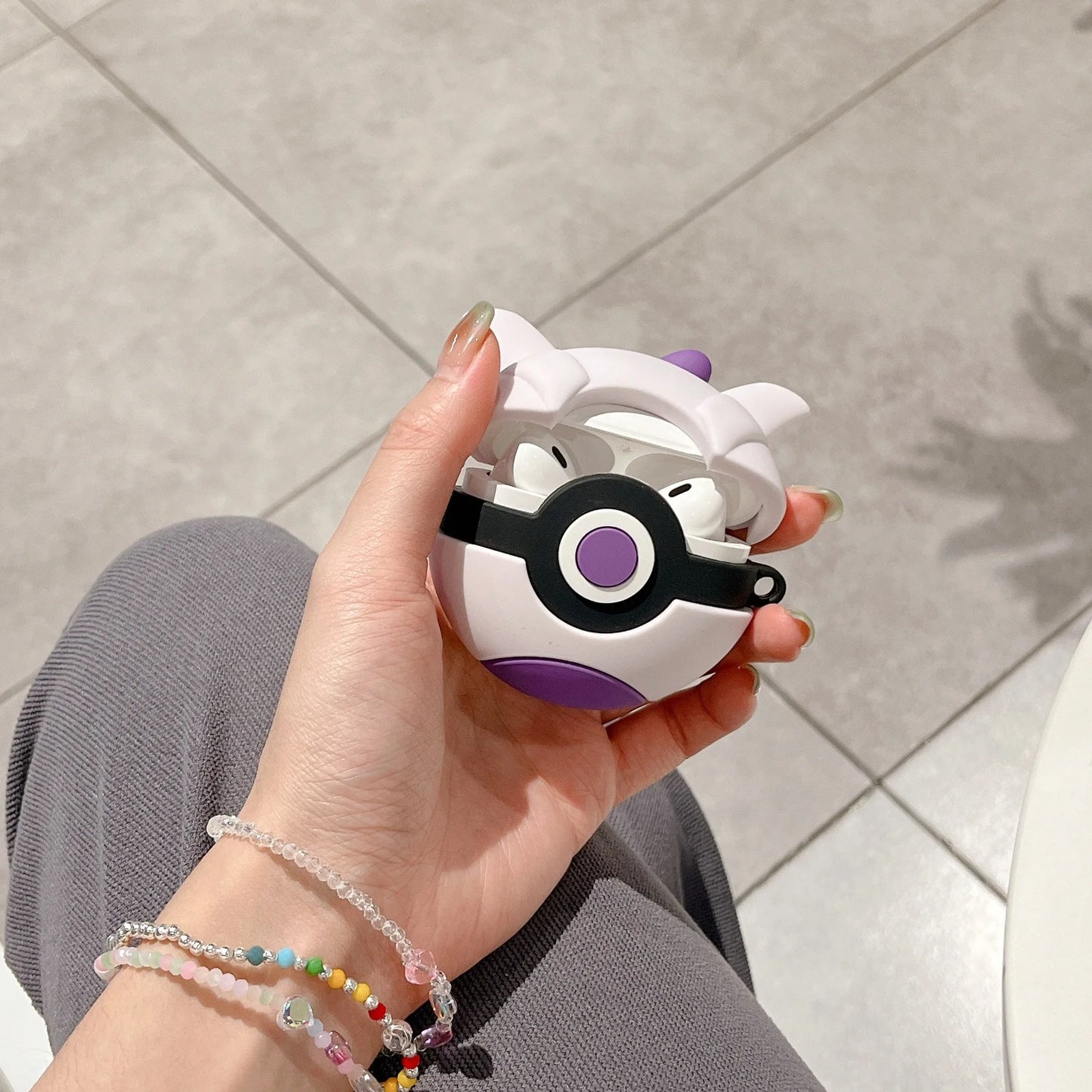 For Airpods 4 Case 2024,Pokemon Mewtwo Purple Ball Protective Silicone Earphone Cover For Airpod 4 Case Girls Women Kids
