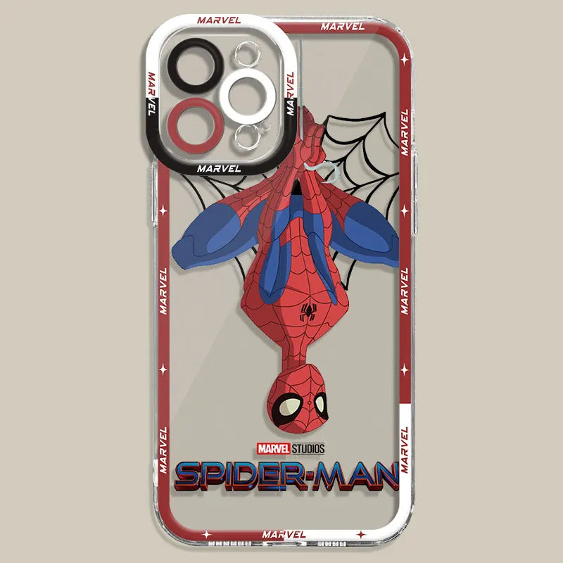 Marvel Spider Man spiderman Phone Case for iPhone 15 XR X 12 Mini 8 Plus 14 Pro Max 7 6s 13 SE 11 Pro XS Transparent Soft Cover - covers4phones