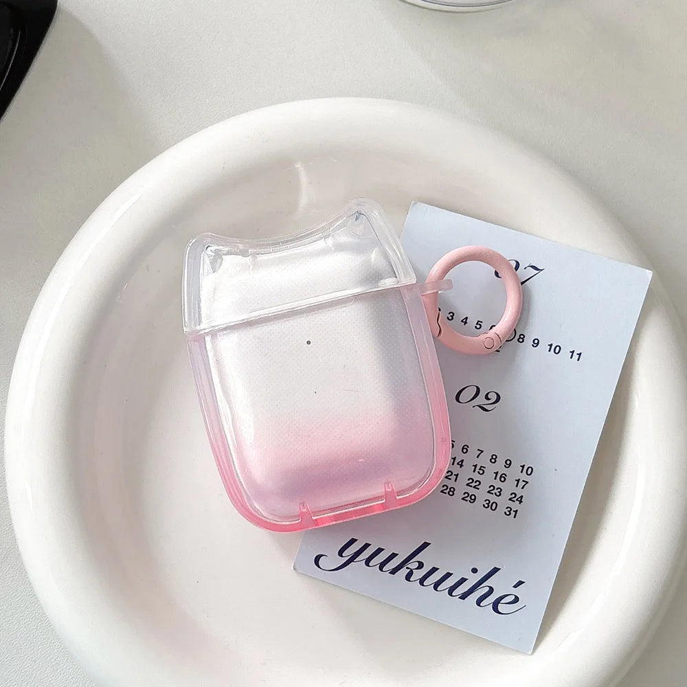 Creative Simple Style Candy Colour Gradient Transparent Acrylic Silicone Headphone Cover Case For AirPods 1 2 3 4 Pro 2 Fundas - covers4phones