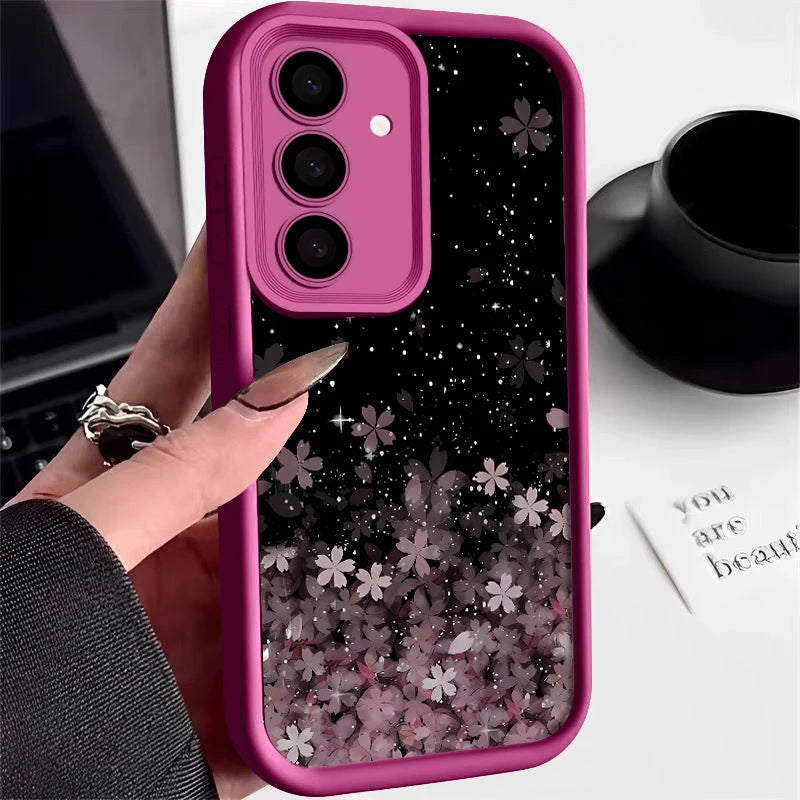 Cherry Blossom Silicone Case For Samsung Galaxy S25 Edge S24 S23 Ultra S24 FE A55 A15 A16 A35 A25 A53 A54 A56 5G TPU Phone Cover