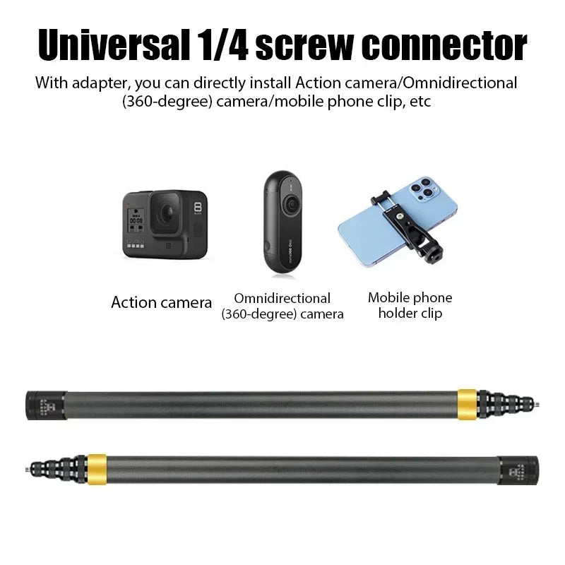 Carbon Fiber Invisible Extended Edition Selfie Stick for Insta360 X3 GO3 Action 4 Accessories 300CM for DJI GoPro Selfie Stick - covers4phones