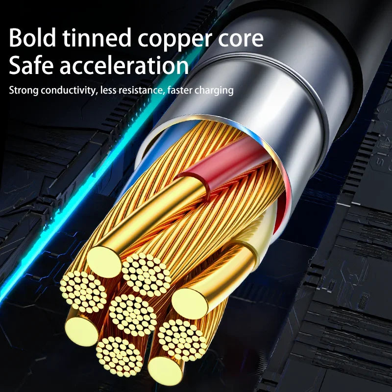 3 in 1 66W 6A Fast Charging USB Type C Cable Micro USB Cable for iPhone Charging Cable for Samsung Xiaomi Charger Cable - covers4phones