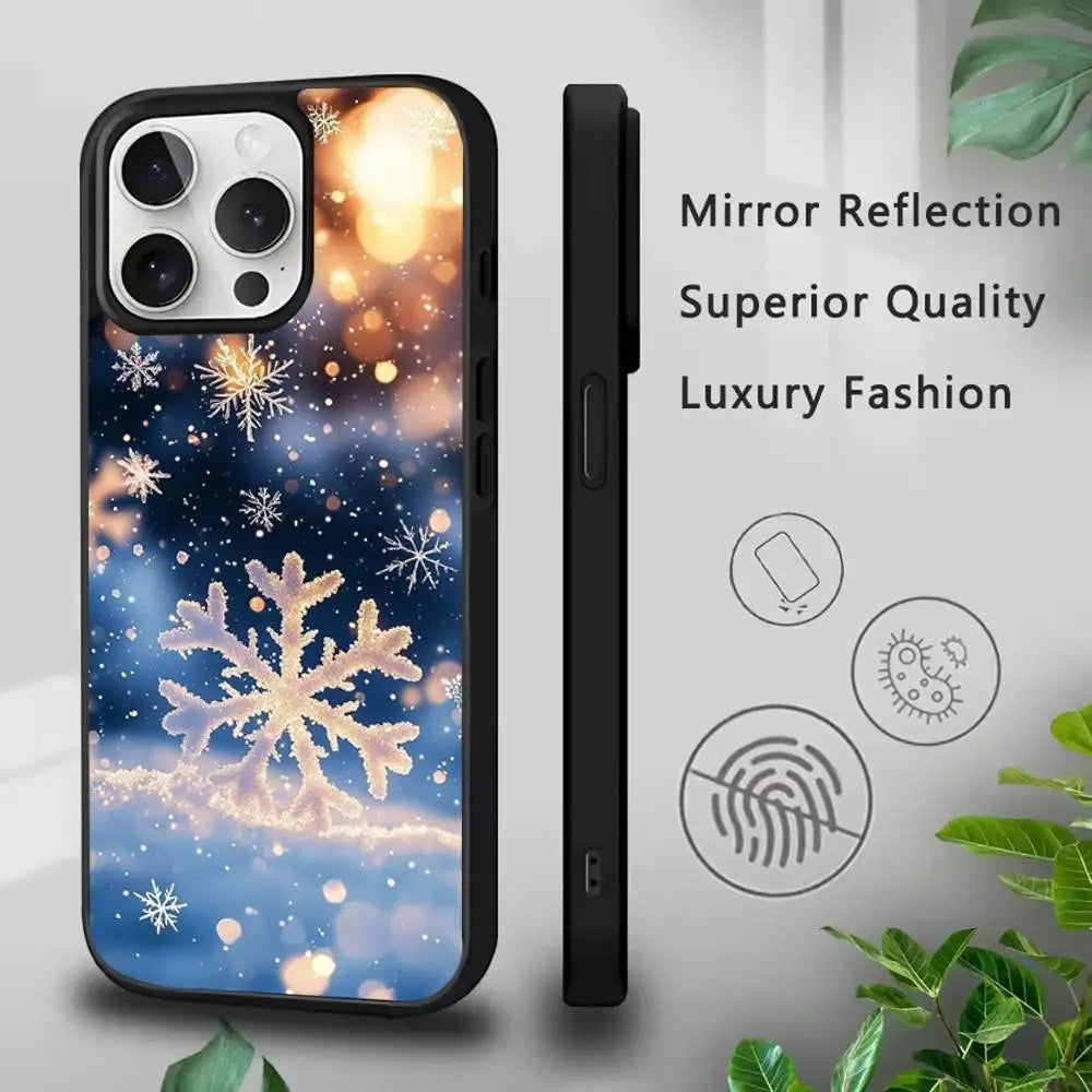 Christmas Art Snowflakes Phone Case For IPhone 17,16,15,Pro,Max,Air,14,Plus,13,12,11 Magesafe Wireless Charge Cover