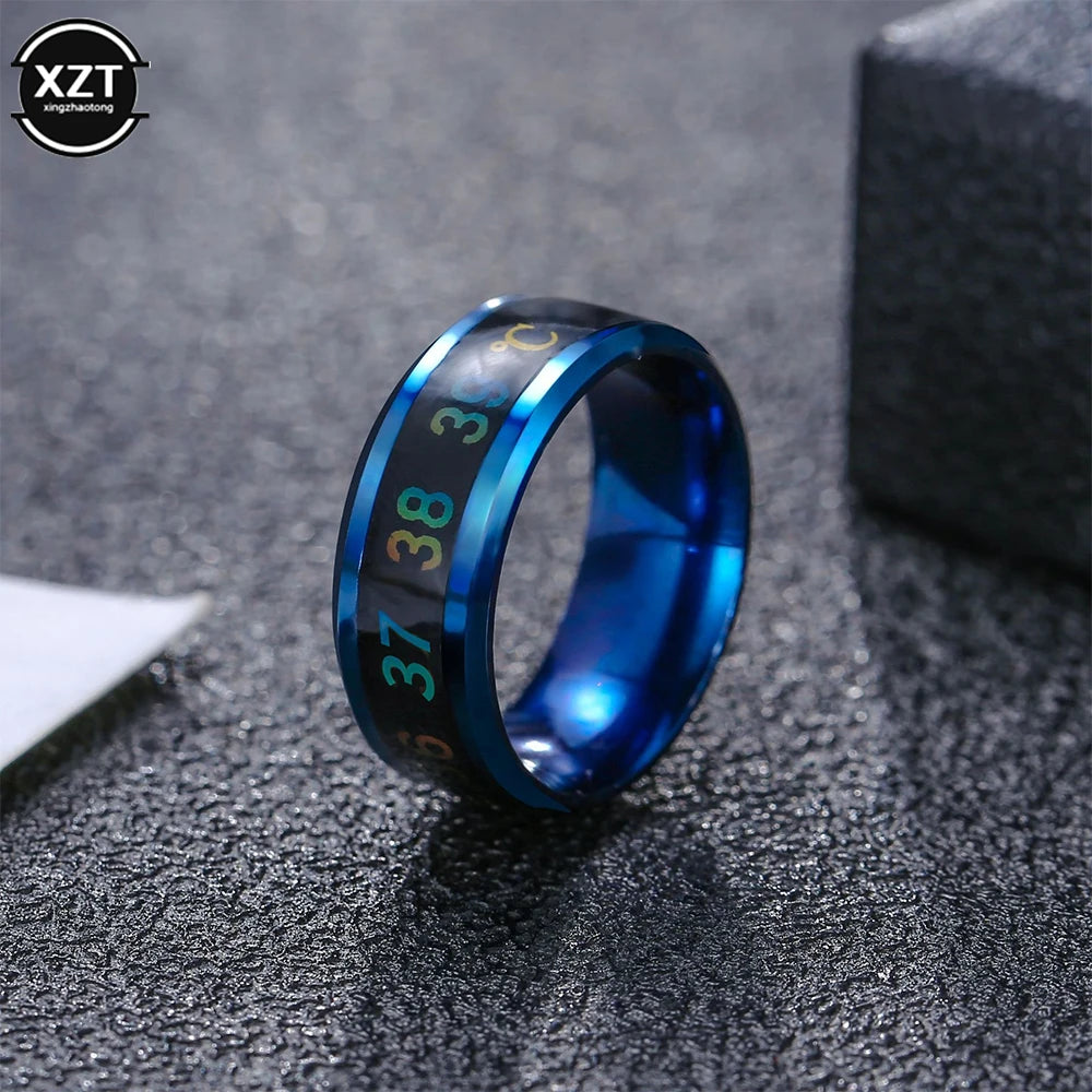 Multifunctional Waterproof Intelligent Smart Temperature Couple Ring Titanium Steel Finger Jewelry Fingertip Temperature Sense - covers4phones
