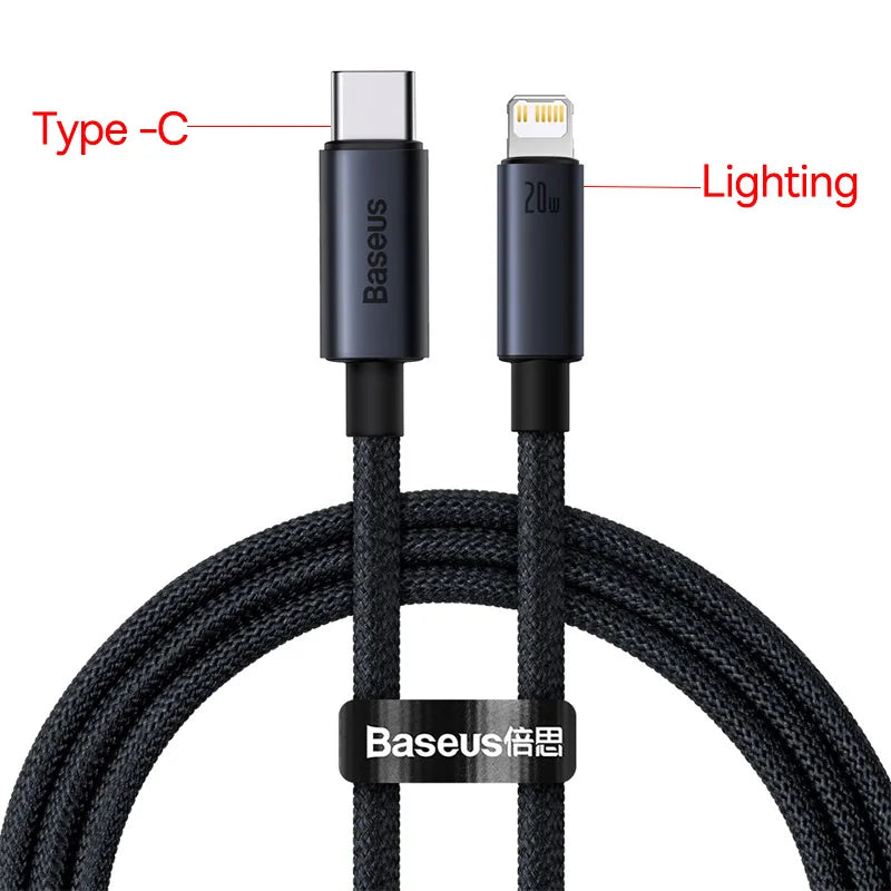 Baseus USB Cable For iPhone 13 12 11 pro max iPhone USB Cable Fast Charging For iPhone X XR 8 USB Type C to lightning Cable