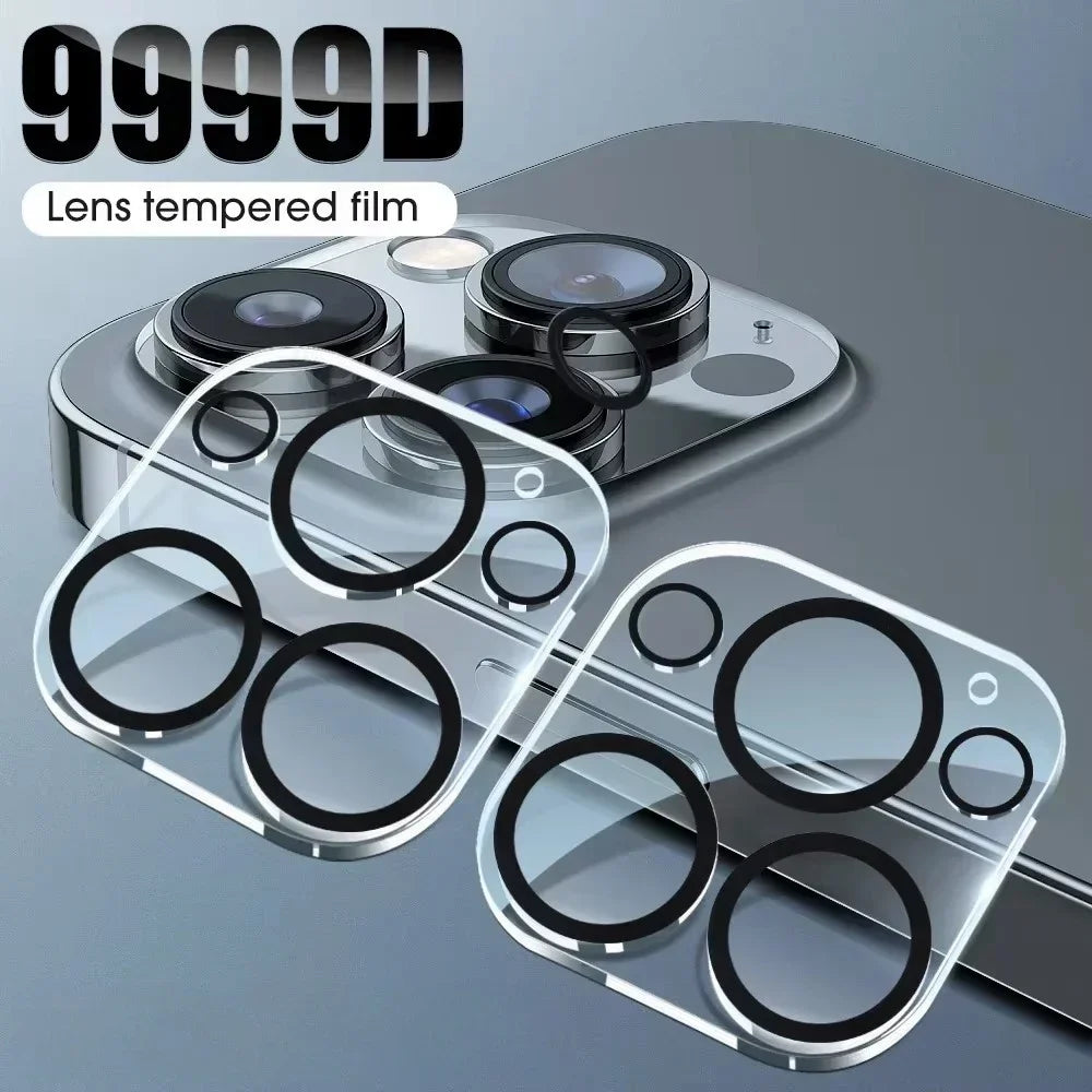 1-5Pcs Tempered Glass for iPhone 16 15 14 13 Pro Max Plus Mini Camera Lens Protector Black Circle Protective Lens Film Cover - covers4phones