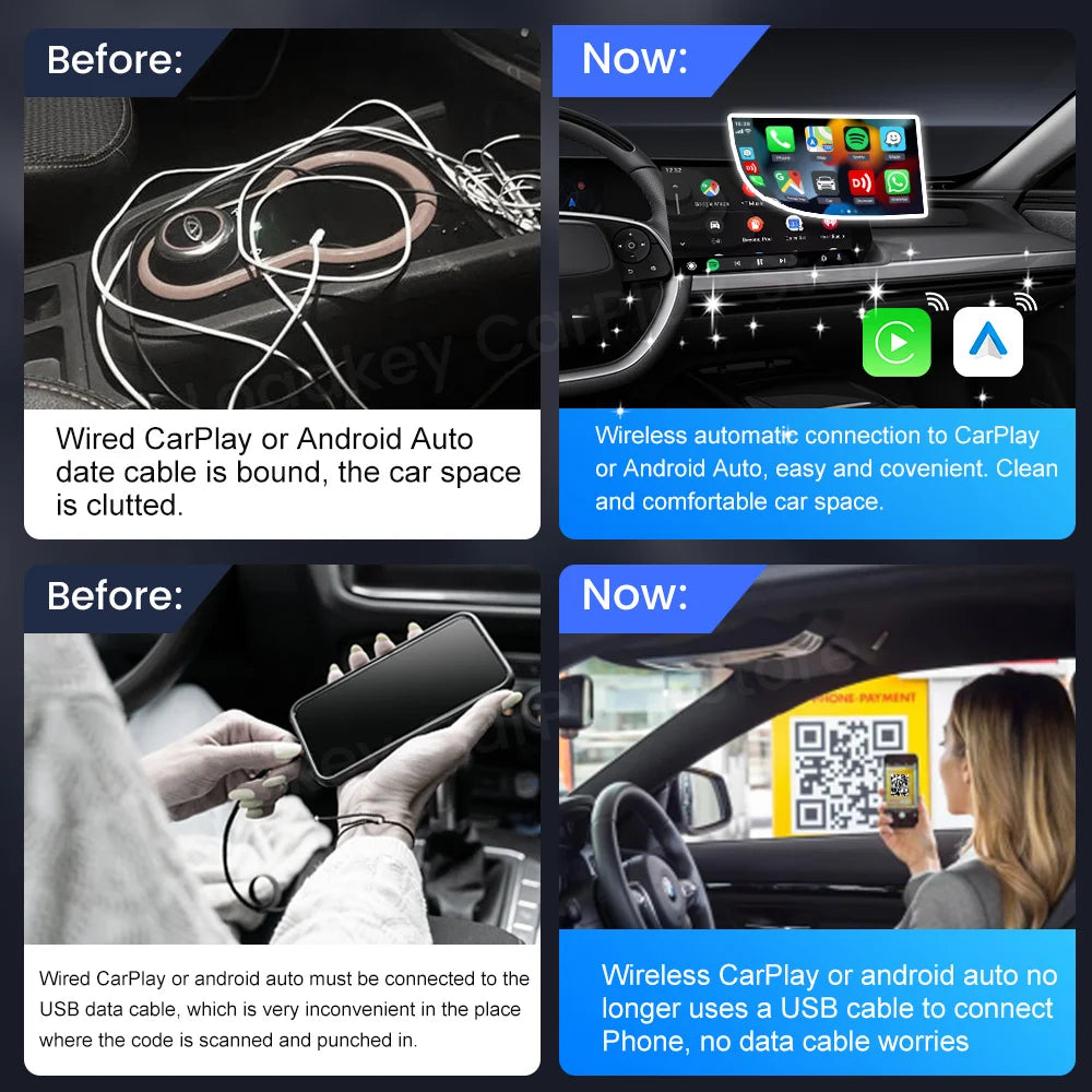 Carlinkit 5 2air Wireless CarPlay Android Auto Wireless Box 2in 1 Adapter 2-Channel Work Waze Spotify 5.8Ghz WiFi BT5.0 Siri GPS - covers4phones