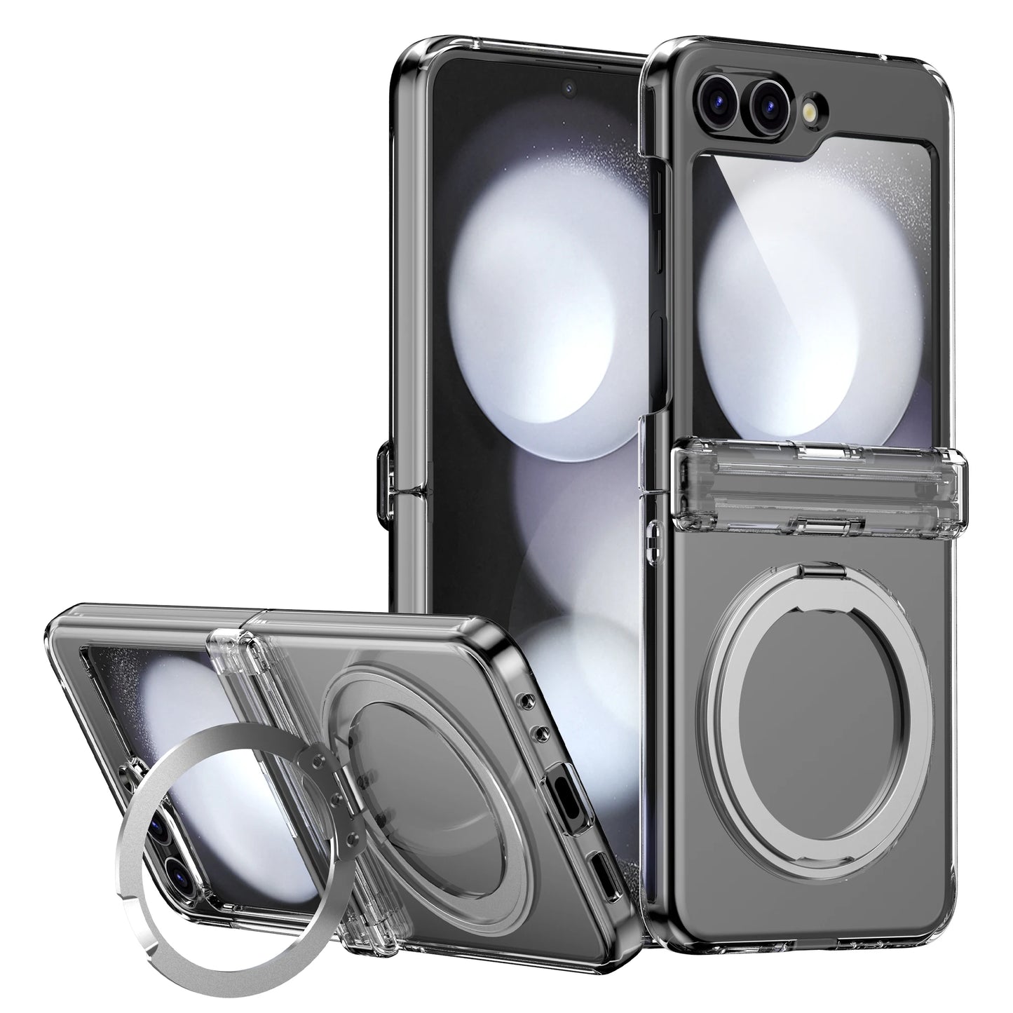 360° Rotating Holder Phone case For Samsung Galaxy Z Flip 5 6 Magsafe Wireless charge 360 Degree Ring Magnetic stand Phone Cover - covers4phones