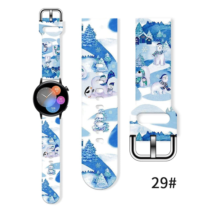 20mm Christmas Series 5 Strap for Samsung Galaxy Watch 7/6/5 40mm 44mm Band Replaceable Bracelet for Xiaomi Huawei Amazfit Watch