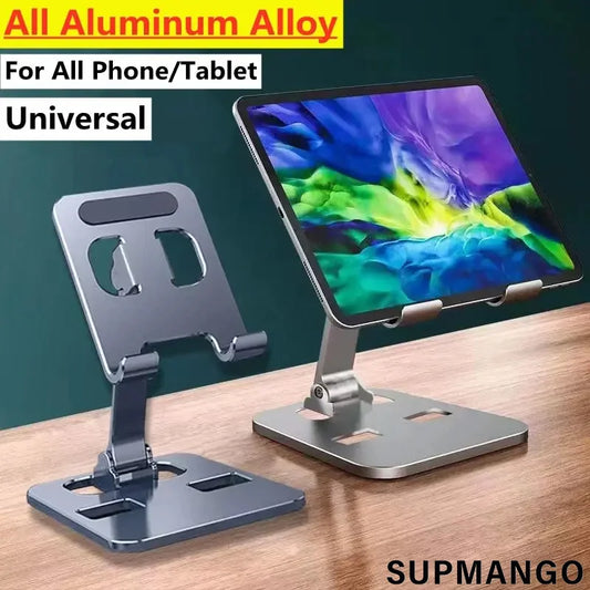 Universal Aluminum Alloy Portable Tablet Holder Mount For iPad Adjustable Flexible Folding Lazy Desktop Live Mobile Phone Stand - covers4phones