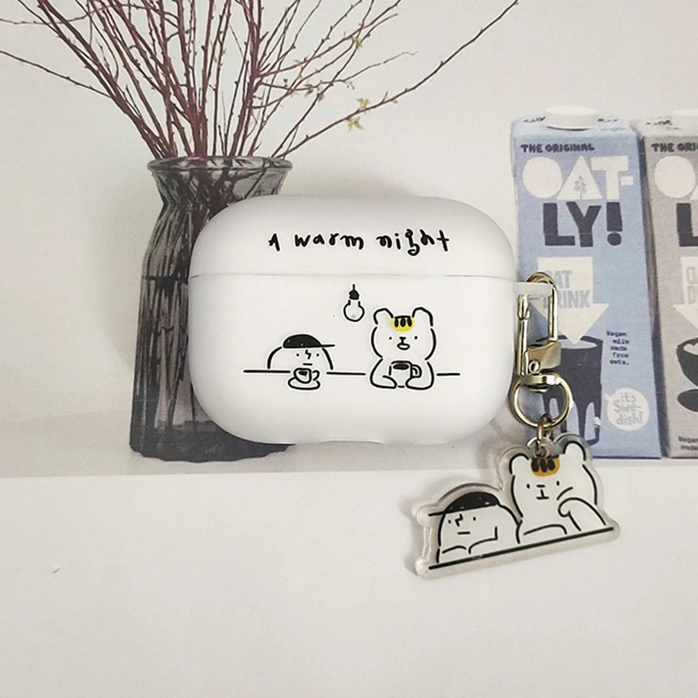 Creative and Cute Coffee Drinking Bear Light That Can Be Lit For Airpods Pro Case For Airpods Bluetooth Headset Case For Airpods - covers4phones