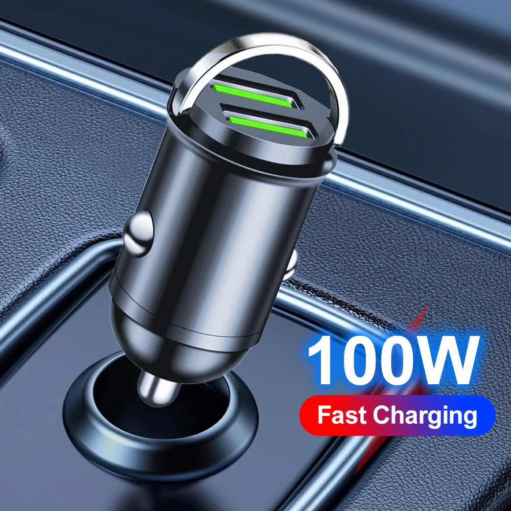 100W Mini PD USB Car Charger Lighter Car Charger for Xiaomi Samsung Huawei Super Fast Charging QC3.0 Car Charger for iPhone - covers4phones