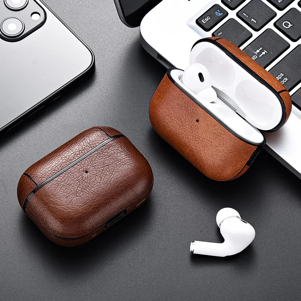 For Airpods Pro 2 Case Leather Business Earphone Case Headset Shell Headphone Cover For Apple Air Pod 3 Pro 2nd Generation USB C - covers4phones