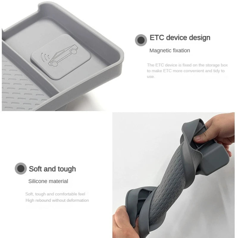 For Tesla Model Y Juniper 2025 Model 3 Highland 2024 Dashboard Storage Tray Silicone Center Console Screen Rear Phone ETC Box