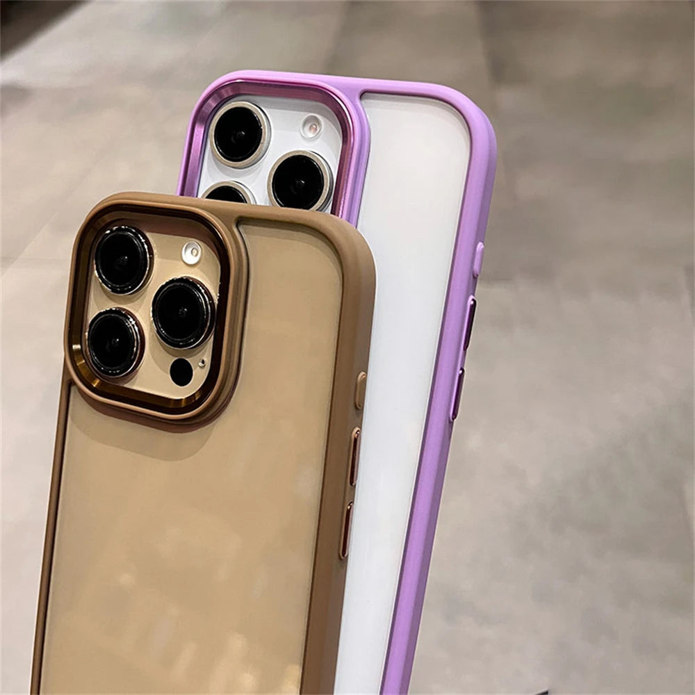 Luxury Transparent Soft Silicone Frame Armor Phone Case For iPhone 16 Pro Max Plus 17 Air Clear Shockproof Hard Acrylic Cover