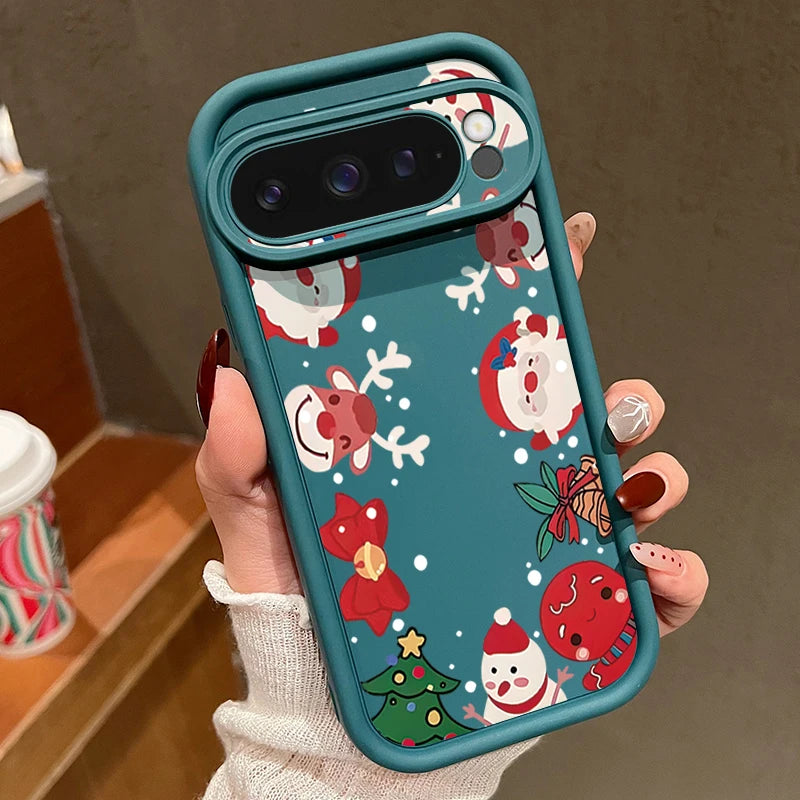 Cute Christmas Phone Case For Google Pixel 9 Pro XL 9 8 Pro 8A 7A Shockproof Soft Silicone Protector Cover For Pixel 9 8 7 Pro
