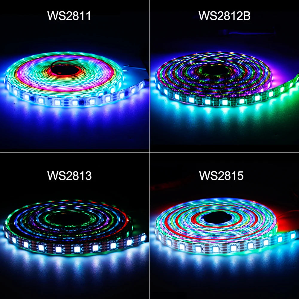 WS2811 WS2812B WS2813 WS2815 5050RGBIC Smart LED Strip Lights Individually Addressable IC 30/60/144Pixels/Leds/m Light DC5V/12V