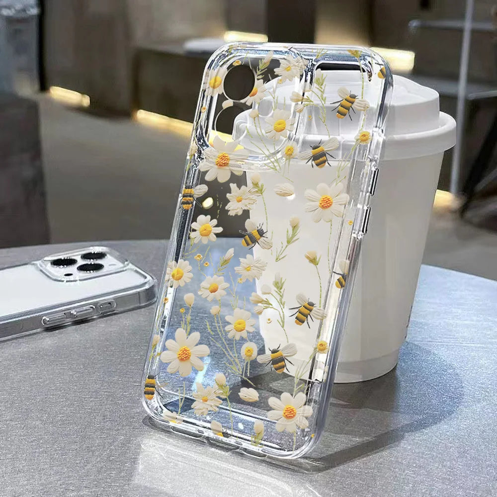 Cute Flower Clear Case For Samsung Galaxy A56 A36 5G Case S25 Ultra S24 FE S23 S22 S21 A55 A16 A35 A26 A06 Shockproof Back Cover