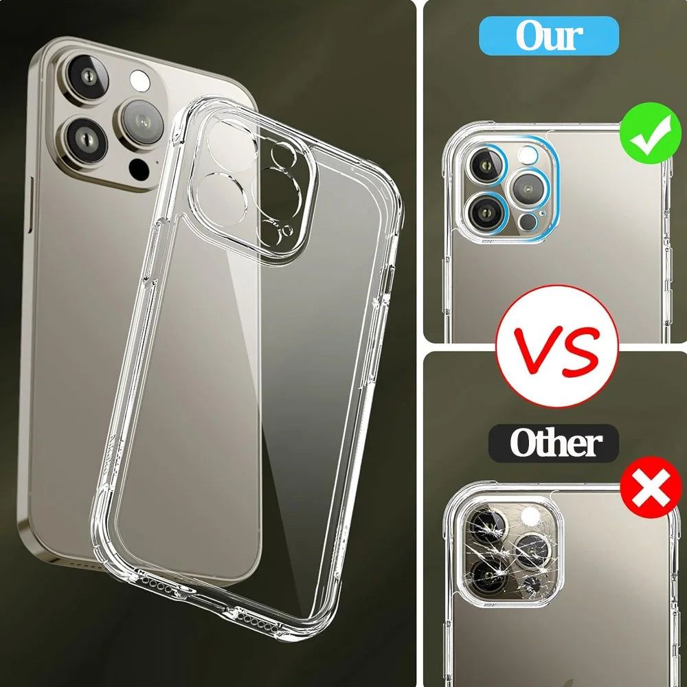 For iPhone 17 16 15 Pro Max Phone Case For iPhone 16 15 14 13 Mini 12 11 Pro Transparent Case iPhone16 Plus Cover
