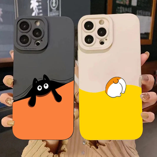 Cat Pattern Silicone Phone Case For IPhone 16 15 14 13 12 11 Pro Max 14 15 16 Plus Mini XS XR X 8 7 SE 2020 Cover - covers4phones