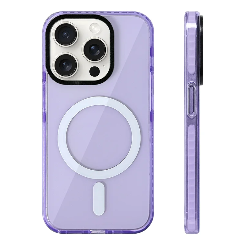 Transparent Neon Color MagSafe Phone Case for iPhone 15 16 Pro Max 15pro 13 14 12 Wireless Charging Soft Silicone Bumper Cover - covers4phones