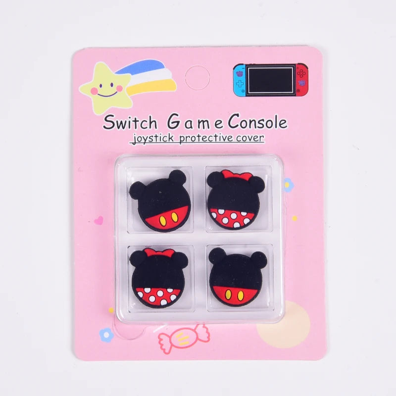 4pcs Soft Silicone Thumb Stick Grip Cap For Nintendo Switch Oled Lite JoyCon Controller Case Cute Cartoon Joystick Button Cover - covers4phones