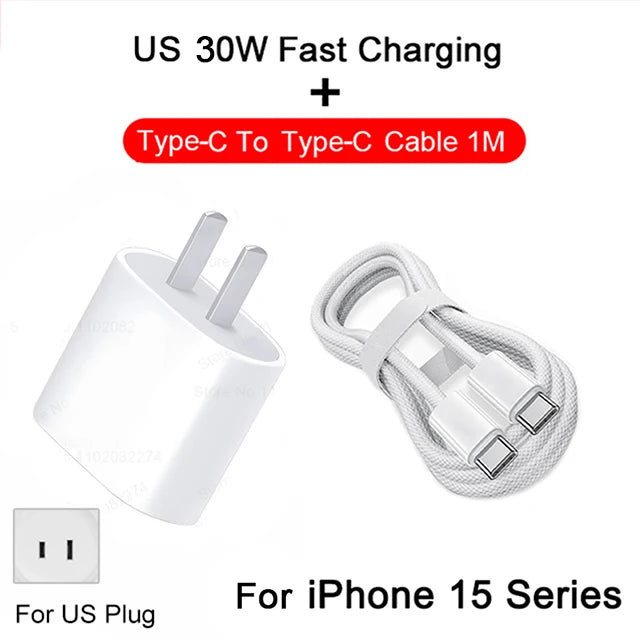 PD 30W Fast Charger For Apple iPhone 14 11 12 13 15 Pro Max Fast Charging Cable For iPhone 15 14 Plus Charger Phone Accessories - covers4phones