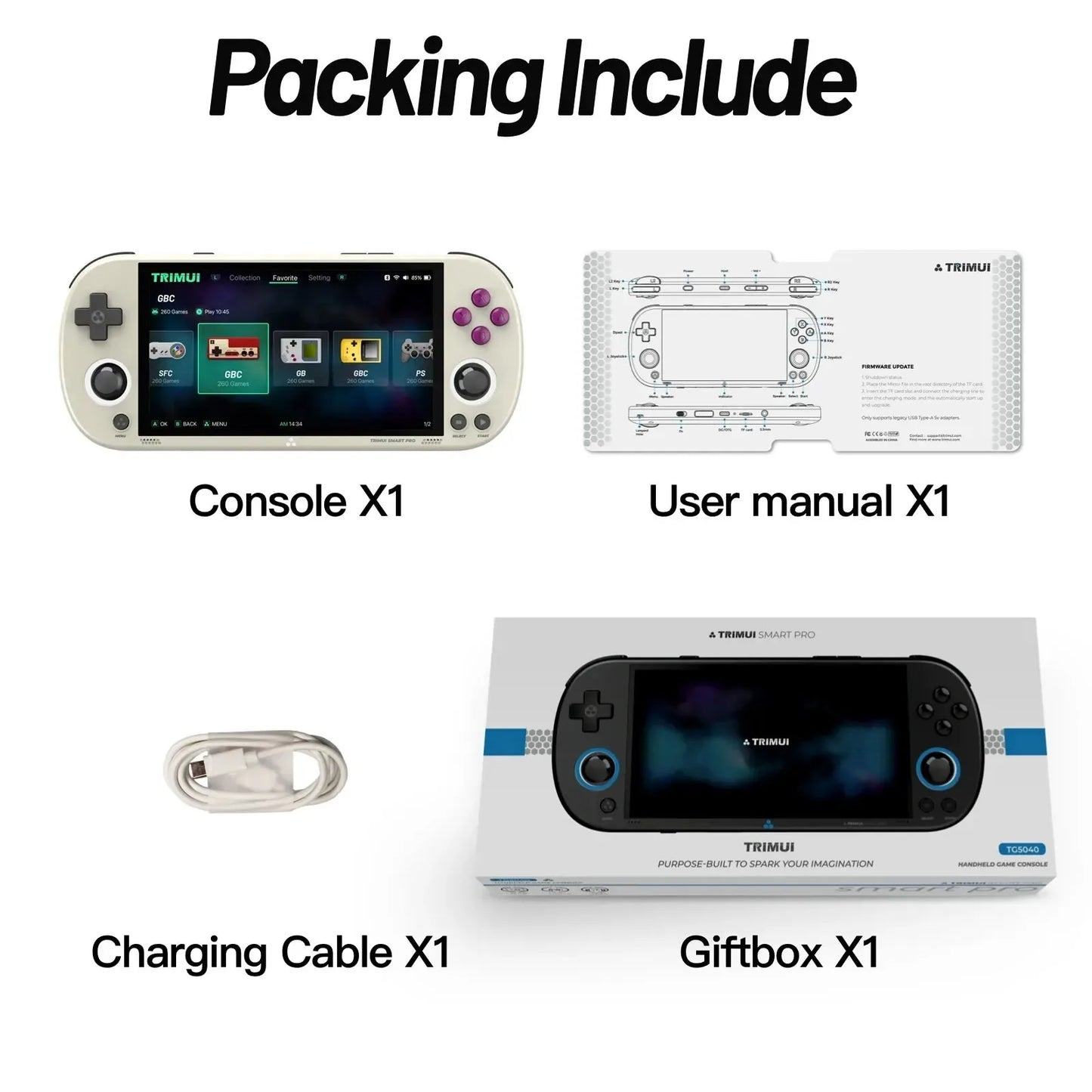 Trimui Smart Pro 4.96-Inch Ips Hd Hd Screen Open Source Handheld Game Machine Retro Arcade L Inux System 26+ Built-In Simulator - covers4phones