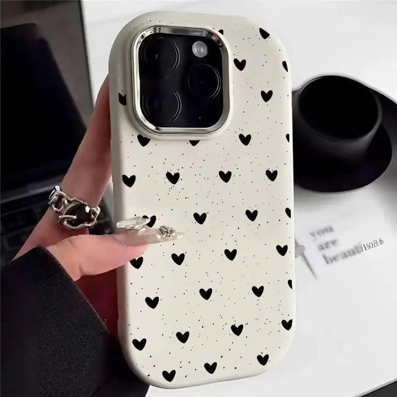 Case For Samsung Galaxy S24 S23 Ultra Plus S20 S21 FE A54 A35 A14 A15 A32 A52 A52S A05 A05S A23 A24 A25 Cover Love Heart Plating - covers4phones