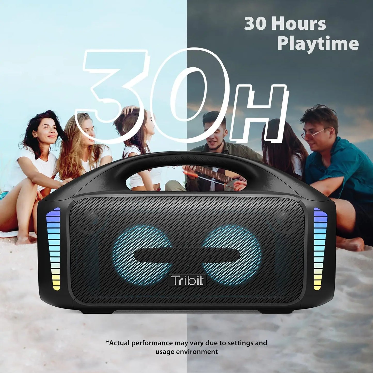 Tribit Portable Bluetooth Speaker 90W StormBox Blast Outdoor Wireless Speaker IPX7 Waterproof Party Camping Speaker 30H Playtime - covers4phones