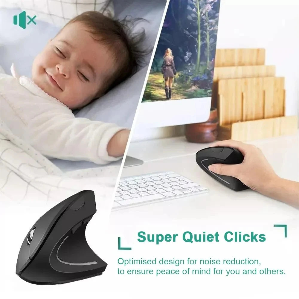 Vertical Mouse Ergonomic 2.4GHz Wireless Optical Mice 3 Adjustable DPI 800/1200/1600 6 Buttons for Laptop PC Computer Desktop - covers4phones