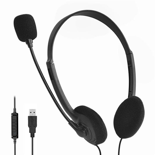 3.5mm Wired Headphones With Noise Cancelling Mic Universal USB Stereo Headset Adjustable Headband Helmet For PC Laptop Computer - covers4phones