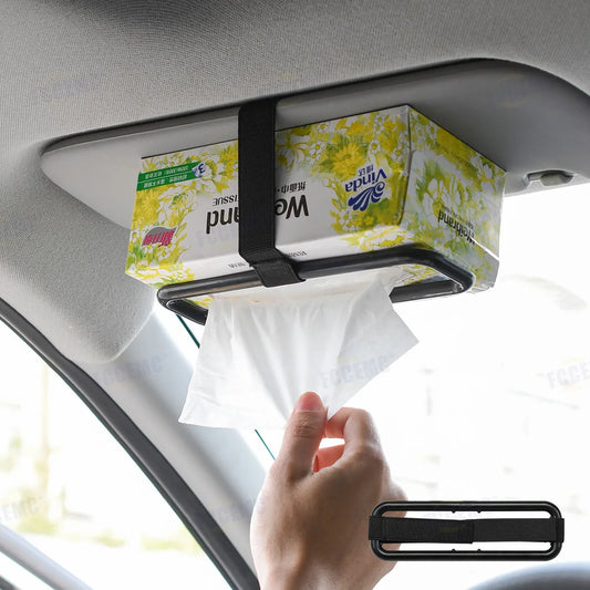 Car Tissue Rack Clip For Car Universal Sun Visor Napkin Box Seat Back Tissue Holder Auto Interior Elastic Hanging Paper Cover