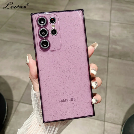 Transparent Glitter Soft Case for Samsung Galaxy S24 S23 Ultra S22 S21 Plus S20 FE A54 A34 A55 A52 A35 A53 A25 Camera Film Cover - covers4phones