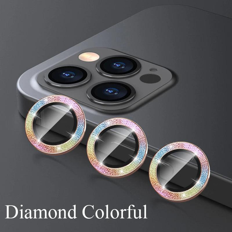 Camera Lens Protector For iPhone 11 12 13 14 15 Pro Max Mini 9H Tempered Glass Screen Protector Cover Film 14/15 Plus Metal Ring - covers4phones