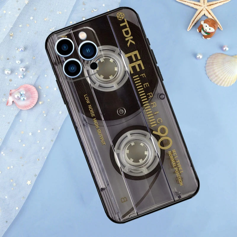Vintage Cassette tape retro style Phone Case For iPhone 14 13 12 11 15 16 Pro Max 7 8 Plus XR X XS Max 12 13 Mini Cover Case