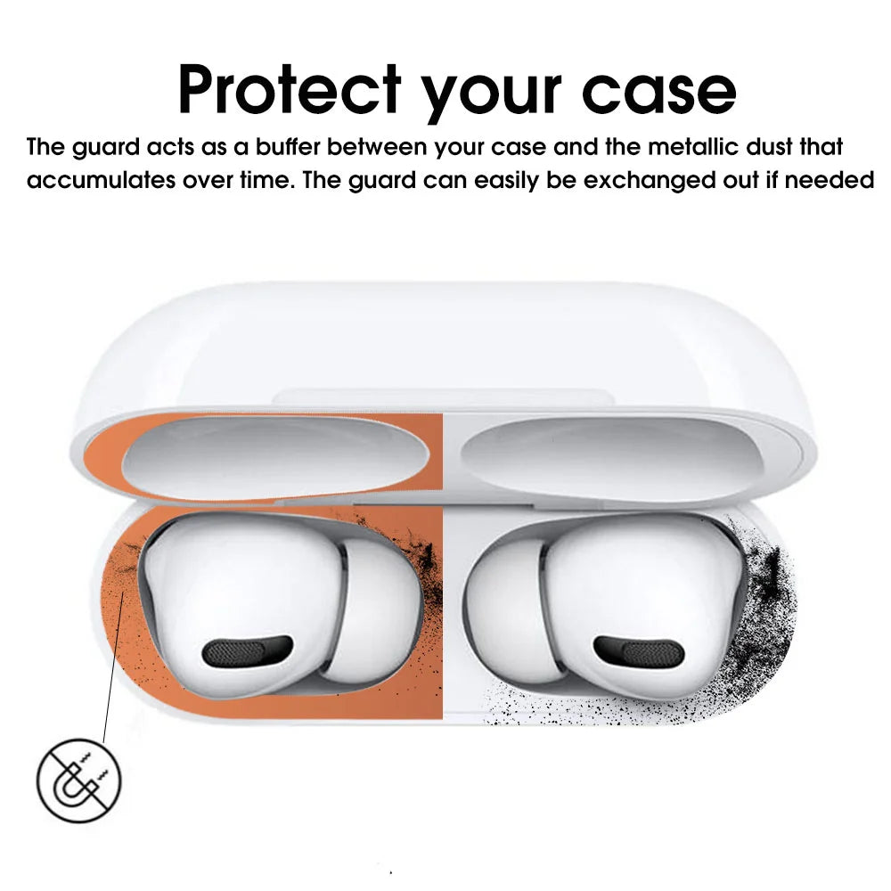 1-3Pcs Dust-proof Scratch Proof Cover for Apple AirPods Pro 2 Bluetooth Headset Dust-proof Inside Protection Film Metal Stickers - covers4phones