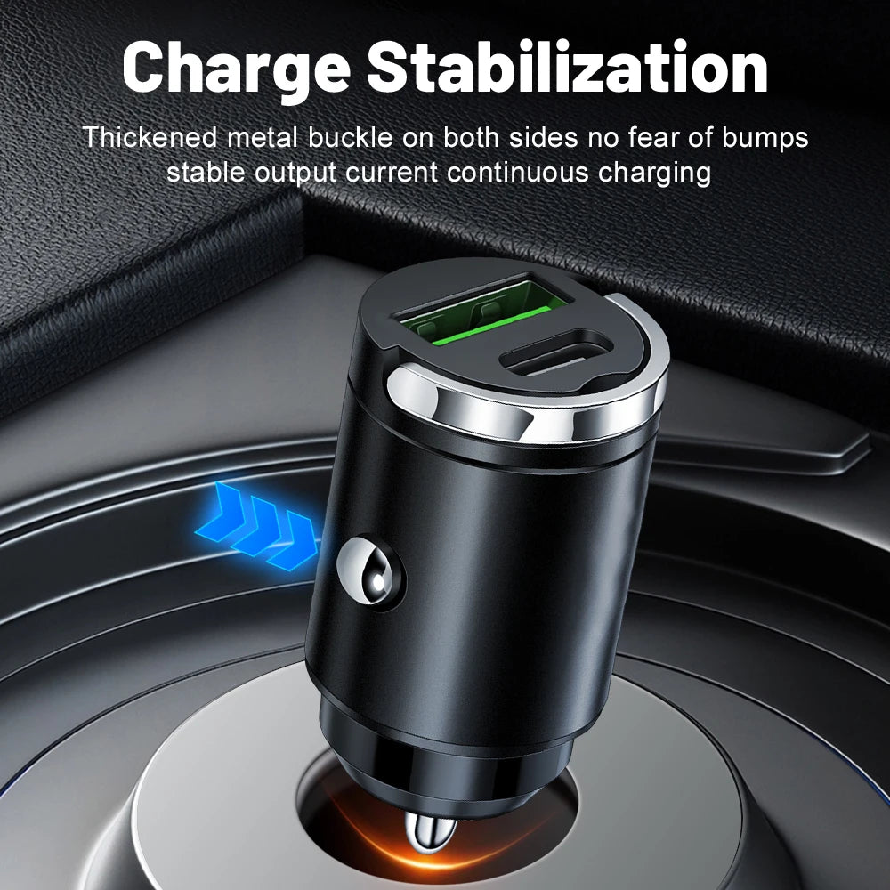 100W Mini PD USB Car Charger Lighter Car Charger for Xiaomi Samsung Huawei Super Fast Charging QC3.0 Car Charger for iPhone - covers4phones