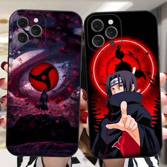 Classic Anime Narutos Uchiha Itachi Phone Case For IPhone 16 15 14 13 Pro Max 11 12 Mini X Xs XR Se 2022 Black Silicone Cover