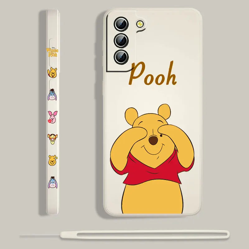 Winnie The Pooh For Samsung Galaxy S23 S22 S21 S20 S10 Note 20 10 Ultra Plus Pro FE Lite Liquid Left Rope Phone Case Coque Capa - covers4phones