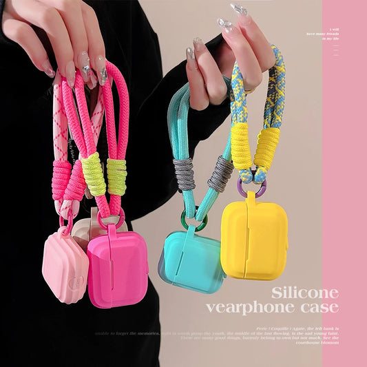 Case for Apple AirPods 1 2 3 4 Pro 3rd Generation Case Cute with Strap Fundas Earpods Soft Cover for AirPods Pro 2 Case Silicone - covers4phones